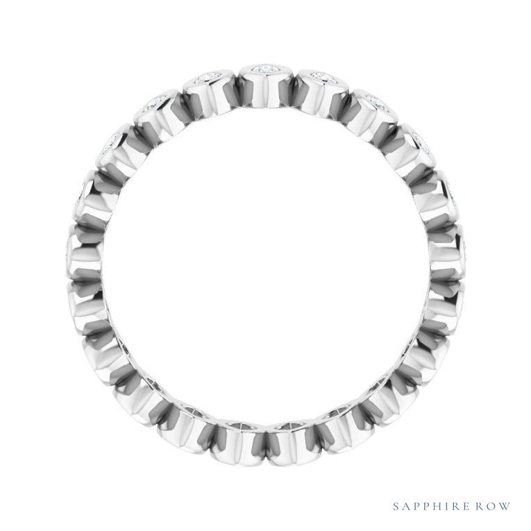 Sapphire Row Lab-Grown Diamond Marquise Bezel Band - 14K White Gold, 3 × 1.5 mm · 3/4 ctw (view 2)