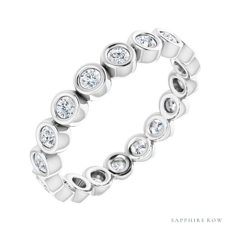 Sapphire Row Natural Diamond Round Station Band - Platinum, 2 mm, 6