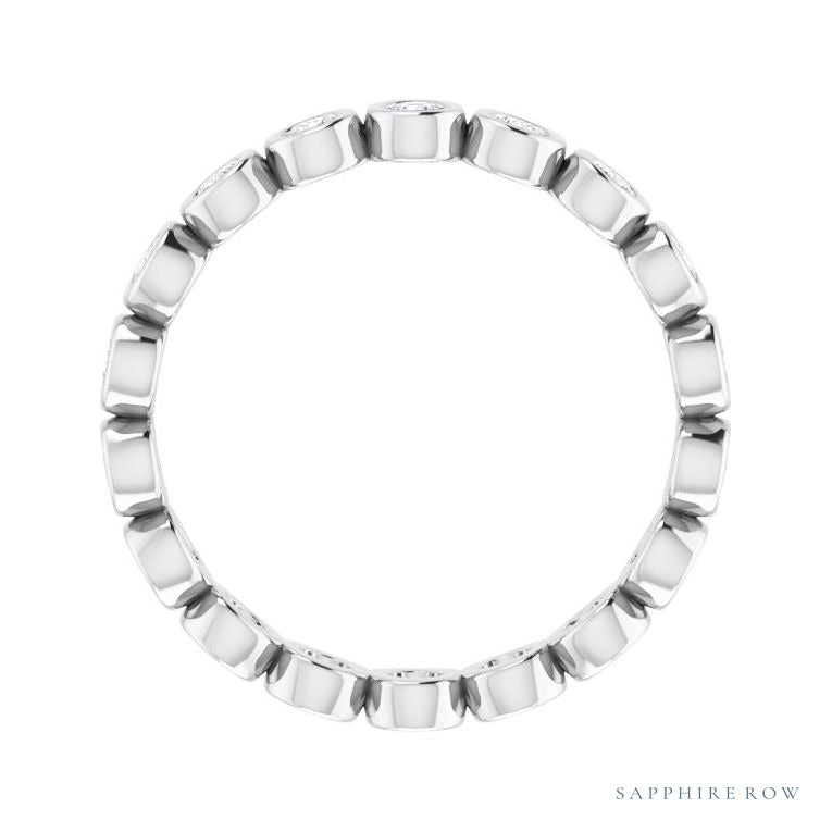 Sapphire Row Natural Diamond Round Station Band - Platinum, 2 mm, 6 (view 2)
