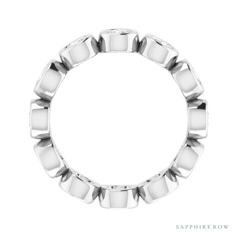 Sapphire Row Natural Diamond Round Station Band - Platinum, 3 mm, 5 (view 2)