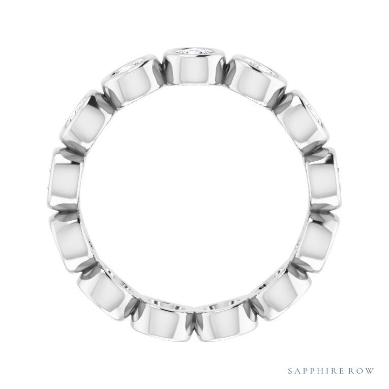 Sapphire Row Natural Diamond Round Station Band - Platinum, 3 mm, 6 (view 2)