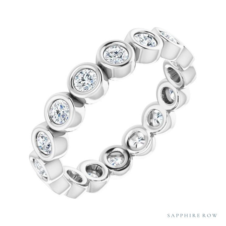 Sapphire Row Natural Diamond Round Station Band - Platinum, 2.25 mm, 5