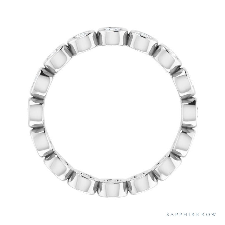 Sapphire Row Natural Diamond Round Station Band - Platinum, 2.25 mm, 5 (view 2)