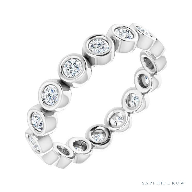 Sapphire Row Natural Diamond Round Station Band - Platinum, 2.25 mm, 6
