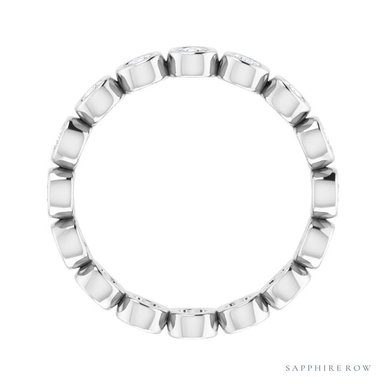 Sapphire Row Natural Diamond Round Station Band - Platinum, 2.25 mm, 6 (view 2)