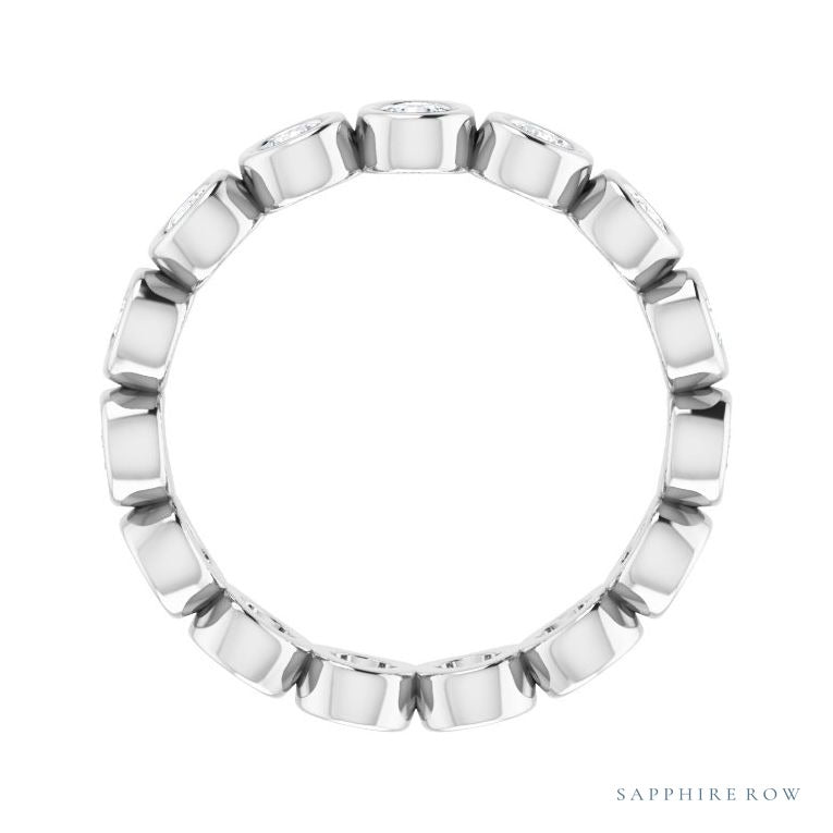 Sapphire Row Natural Diamond Round Station Band - Platinum, 2.25 mm, 7 (view 2)