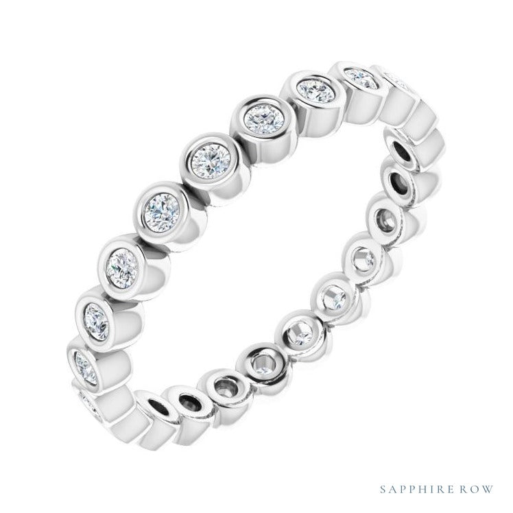 Sapphire Row Natural Diamond Round Station Band - Platinum, 1.5 mm, 5
