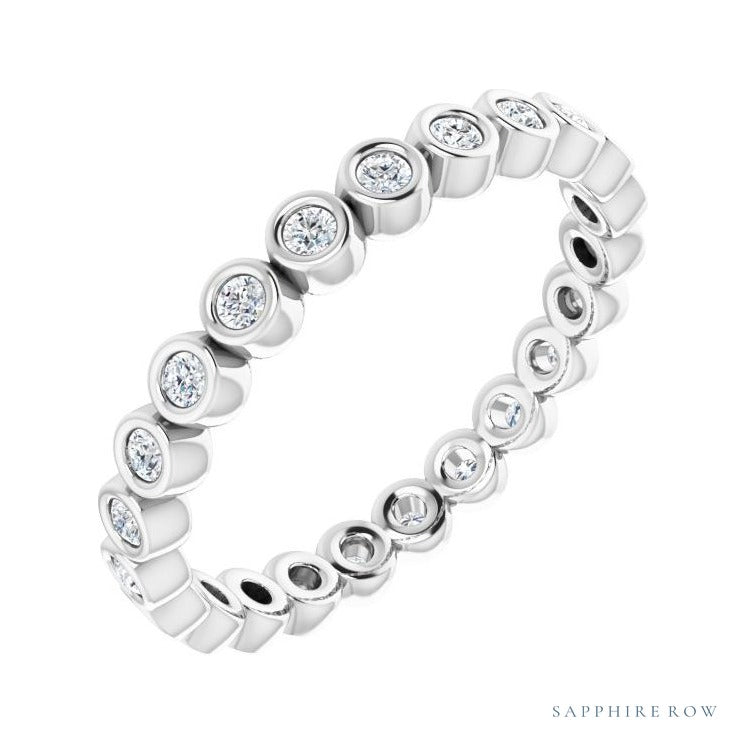 Sapphire Row Natural Diamond Round Station Band - Platinum, 1.5 mm, 6