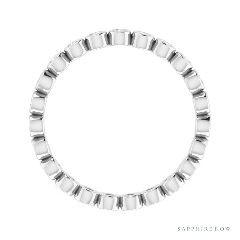 Sapphire Row Natural Diamond Round Station Band - Platinum, 1.5 mm, 6 (view 2)