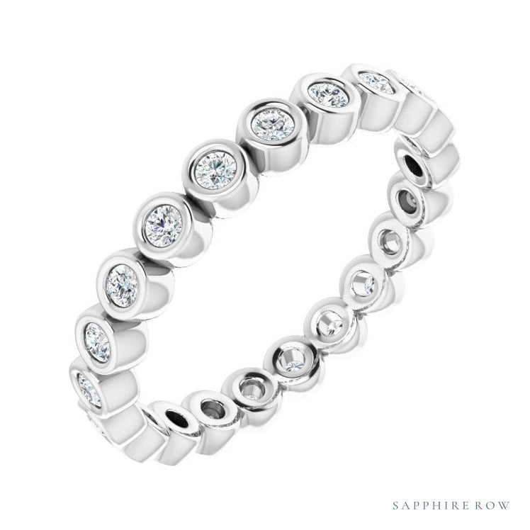 Sapphire Row Natural Diamond Round Station Band - Platinum, 1.5 mm, 7