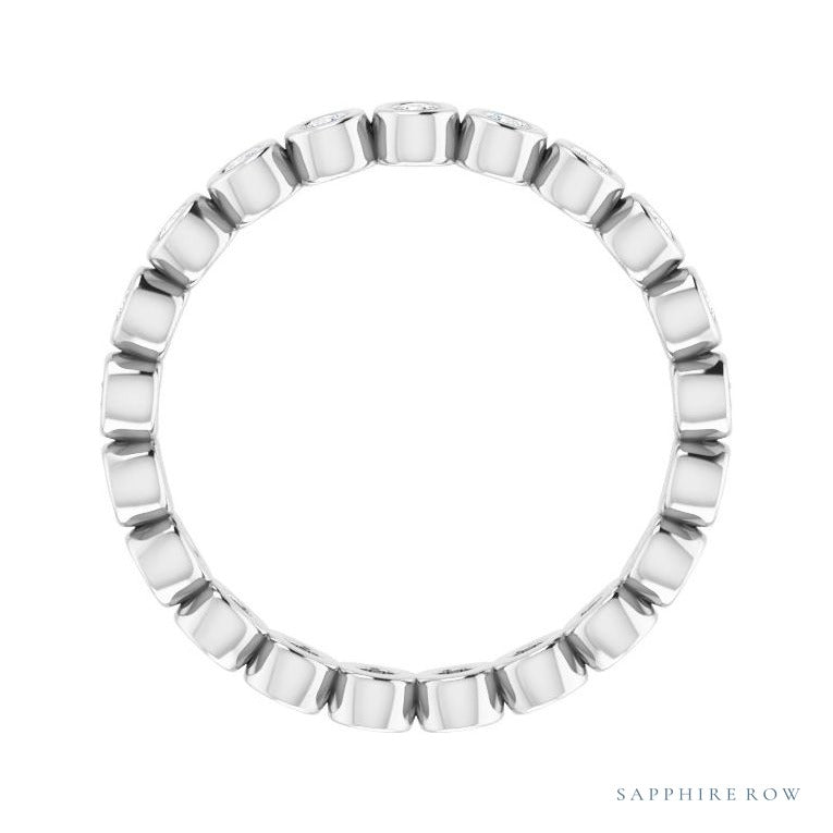 Sapphire Row Natural Diamond Round Station Band - Platinum, 1.5 mm, 7 (view 2)