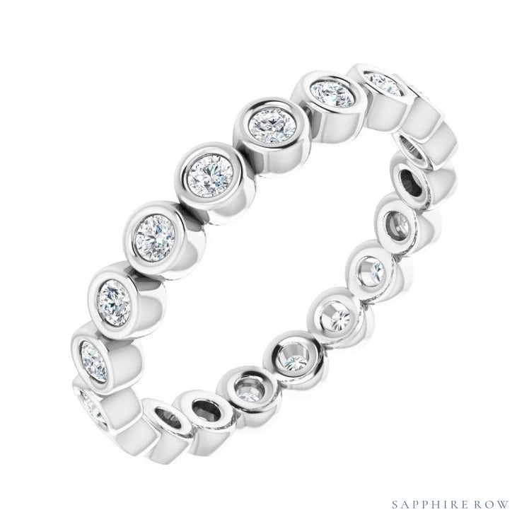 Sapphire Row Natural Diamond Round Station Band - Platinum, 1.7 mm, 5