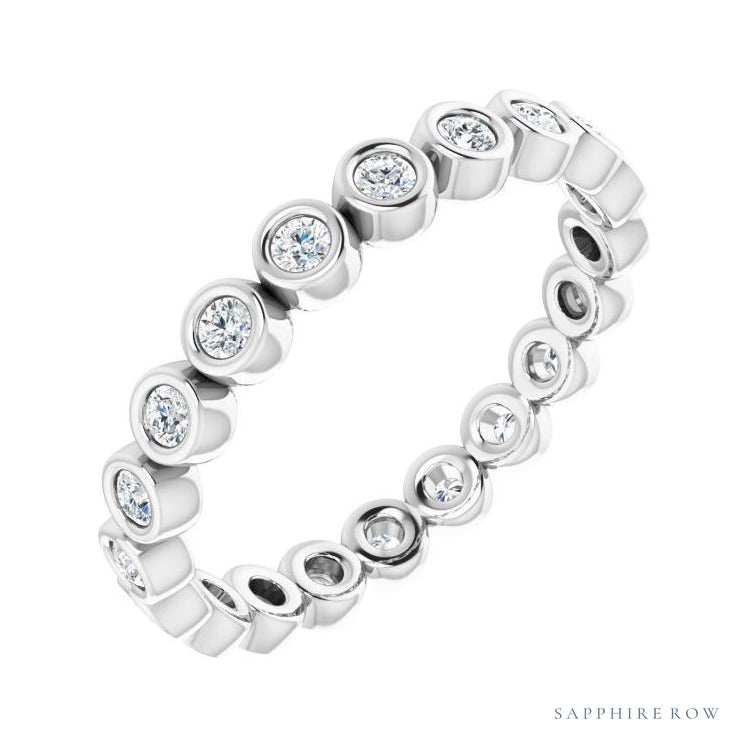 Sapphire Row Natural Diamond Round Station Band - Platinum, 1.7 mm, 6