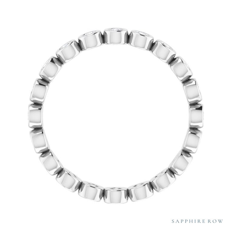 Sapphire Row Natural Diamond Round Station Band - Platinum, 1.7 mm, 6 (view 2)