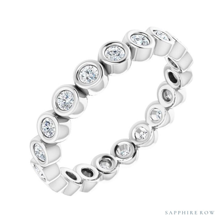 Sapphire Row Natural Diamond Round Station Band - Platinum, 1.7 mm, 7