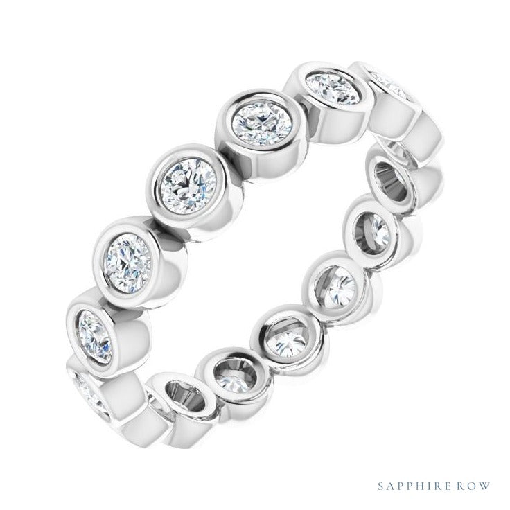 Sapphire Row Natural Diamond Round Station Band - Platinum, 2.5 mm, 6