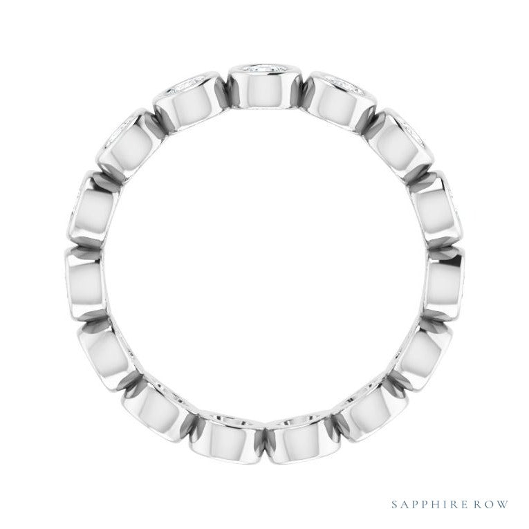 Sapphire Row Natural Diamond Round Station Band - Platinum, 2.5 mm, 6 (view 2)
