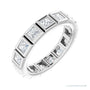 Sapphire Row Natural Diamond Princess-Cut Station Band - 14K White Gold, 2.5 × 2.5 mm, 6