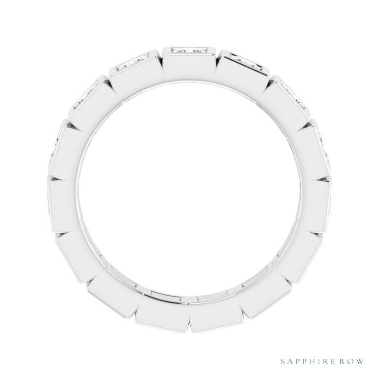 Sapphire Row Natural Diamond Princess-Cut Station Band - 14K White Gold, 2.5 × 2.5 mm, 6 (view 2)