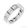 Sapphire Row Natural Diamond Princess-Cut Station Band - 14K White Gold, 2.5 × 2.5 mm, 7