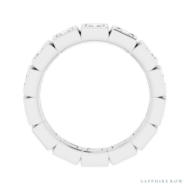 Sapphire Row Natural Diamond Princess-Cut Station Band - Platinum, 2.5 × 2.5 mm, 5 (view 2)