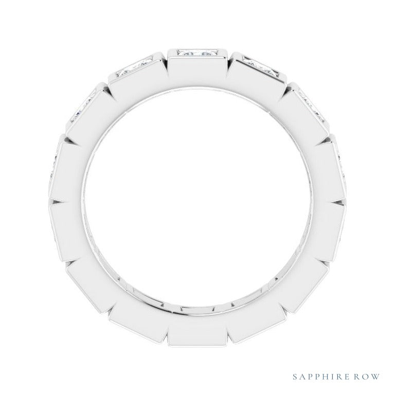 Sapphire Row Natural Diamond Princess-Cut Station Band - Platinum, 2.5 × 2.5 mm, 7 (view 2)