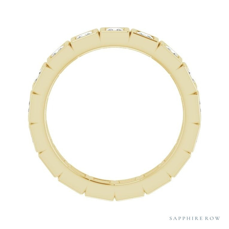 Sapphire Row Natural Diamond Princess-Cut Station Band - 14K Yellow Gold, 2 × 2 mm, 7 (view 2)
