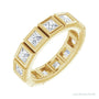 Sapphire Row Natural Diamond Princess-Cut Station Band - 14K Yellow Gold, 3 × 3 mm, 6
