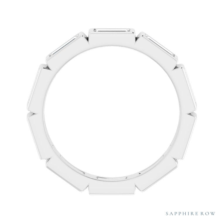 Sapphire Row Natural Diamond Baguette Station Band - Platinum, 4 × 2 mm, 5 (view 2)