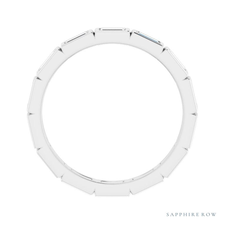 Sapphire Row Natural Diamond Baguette Station Band - Platinum, 3 × 1.5 mm, 6 (view 2)