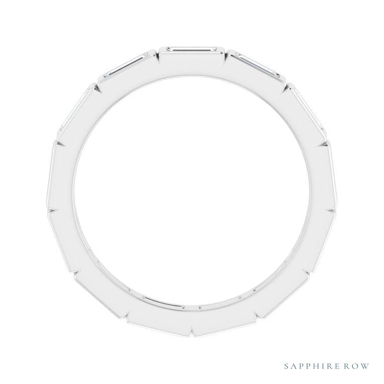 Sapphire Row Natural Diamond Baguette Station Band - Platinum, 3 × 1.5 mm, 7 (view 2)