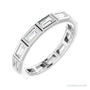 Sapphire Row Natural Diamond Baguette Station Band - 14K White Gold, 3 × 1.5 mm, 7
