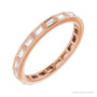 Sapphire Row Natural Diamond Baguette Station Band - 14K Rose Gold, 2 × 1 mm, 5
