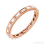 Sapphire Row Natural Diamond Baguette Station Band - 14K Rose Gold, 2 × 1 mm, 7