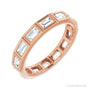 Sapphire Row Natural Diamond Baguette Station Band - 14K Rose Gold, 3 × 2 mm, 5