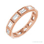 Sapphire Row Natural Diamond Baguette Station Band - 14K Rose Gold, 3 × 2 mm, 7