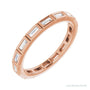 Sapphire Row Natural Diamond Baguette Station Band - 14K Rose Gold, 2.5 × 1 mm, 5