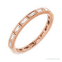 Sapphire Row Natural Diamond Baguette Station Band - 14K Rose Gold, 2.5 × 1 mm, 7