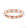 Sapphire Row Natural Diamond Baguette Station Band - 14K Rose Gold, 3 × 1.5 mm, 5 (view 3)