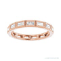 Sapphire Row Natural Diamond Baguette Station Band - 14K Rose Gold, 3 × 1.5 mm, 7 (view 3)