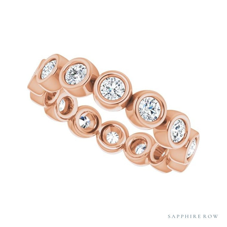 Sapphire Row Lab-Grown Diamond Round Station Band - 14K Rose Gold, 2.5 mm (view 5)