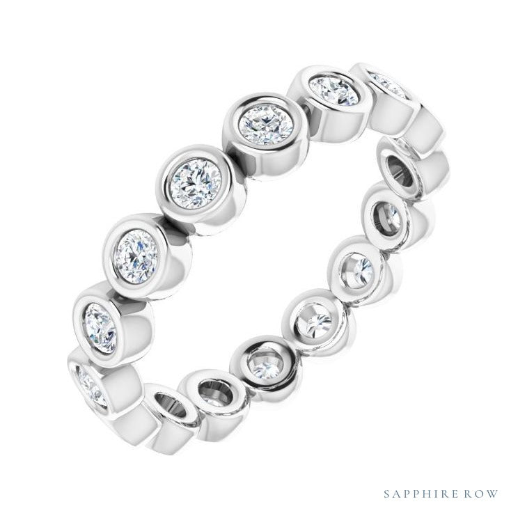 Sapphire Row Lab-Grown Diamond Round Station Band - Platinum, 2 mm