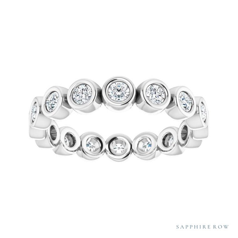 Sapphire Row Lab-Grown Diamond Round Station Band - Platinum, 2 mm (view 3)