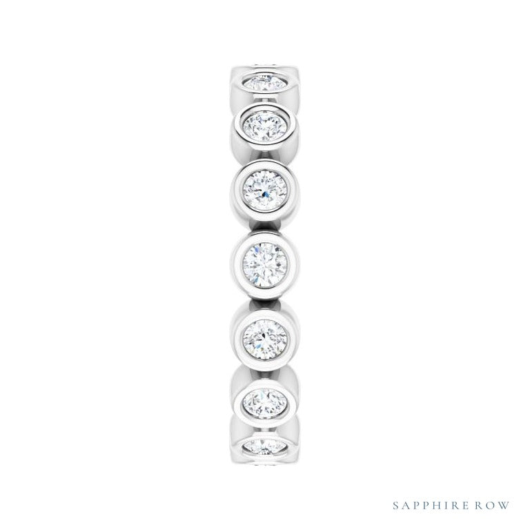 Sapphire Row Lab-Grown Diamond Round Station Band - Platinum, 2 mm (view 4)