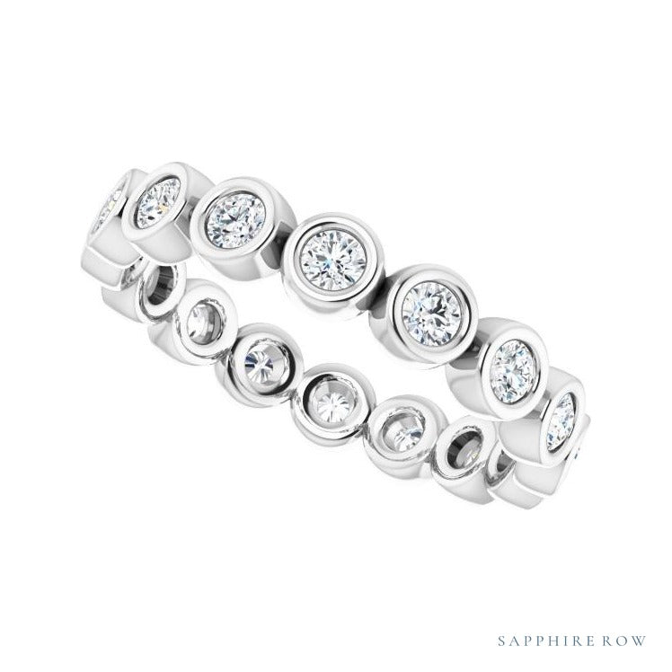 Sapphire Row Lab-Grown Diamond Round Station Band - Platinum, 2 mm (view 5)