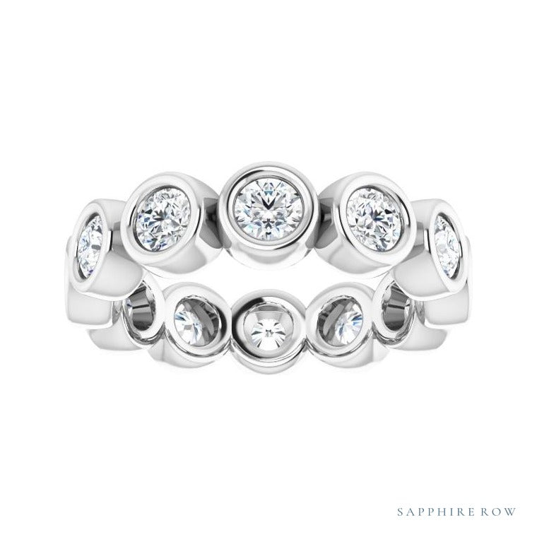 Sapphire Row Lab-Grown Diamond Round Station Band - Platinum, 3 mm (view 3)