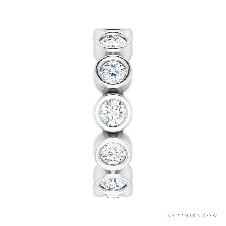Sapphire Row Lab-Grown Diamond Round Station Band - Platinum, 3 mm (view 4)