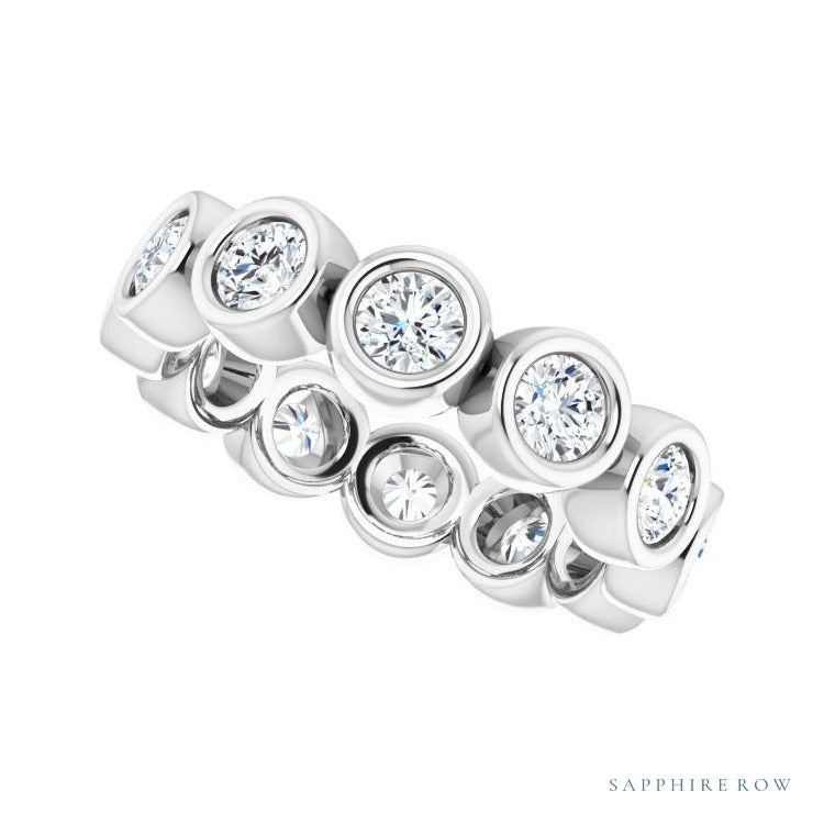 Sapphire Row Lab-Grown Diamond Round Station Band - Platinum, 3 mm (view 5)