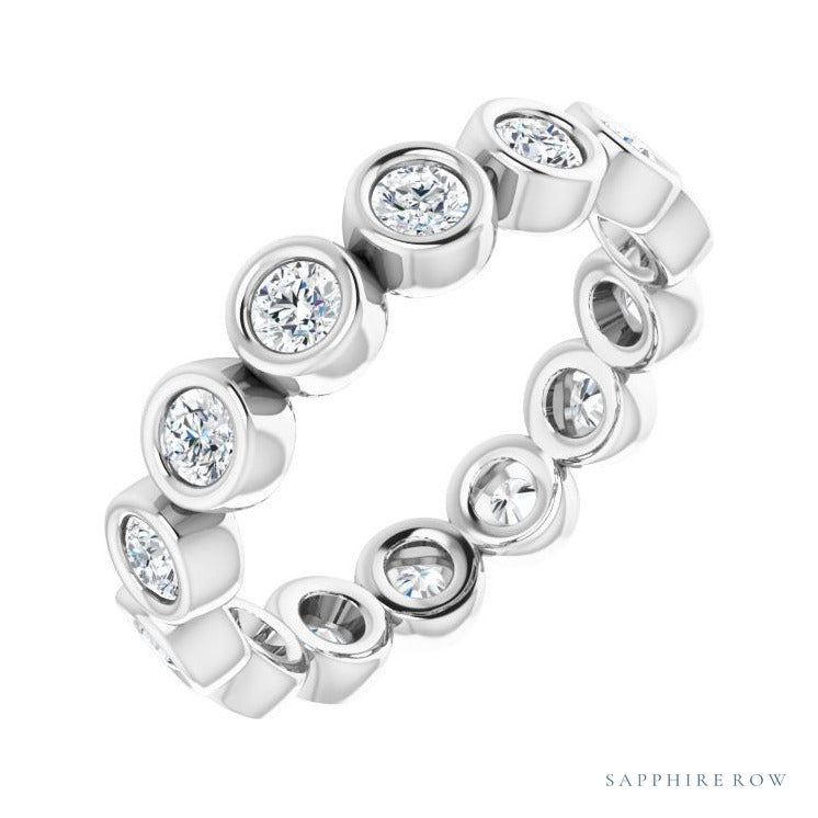 Sapphire Row Lab-Grown Diamond Round Station Band - Platinum, 2.5 mm
