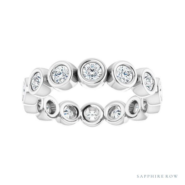 Sapphire Row Lab-Grown Diamond Round Station Band - Platinum, 2.5 mm (view 3)